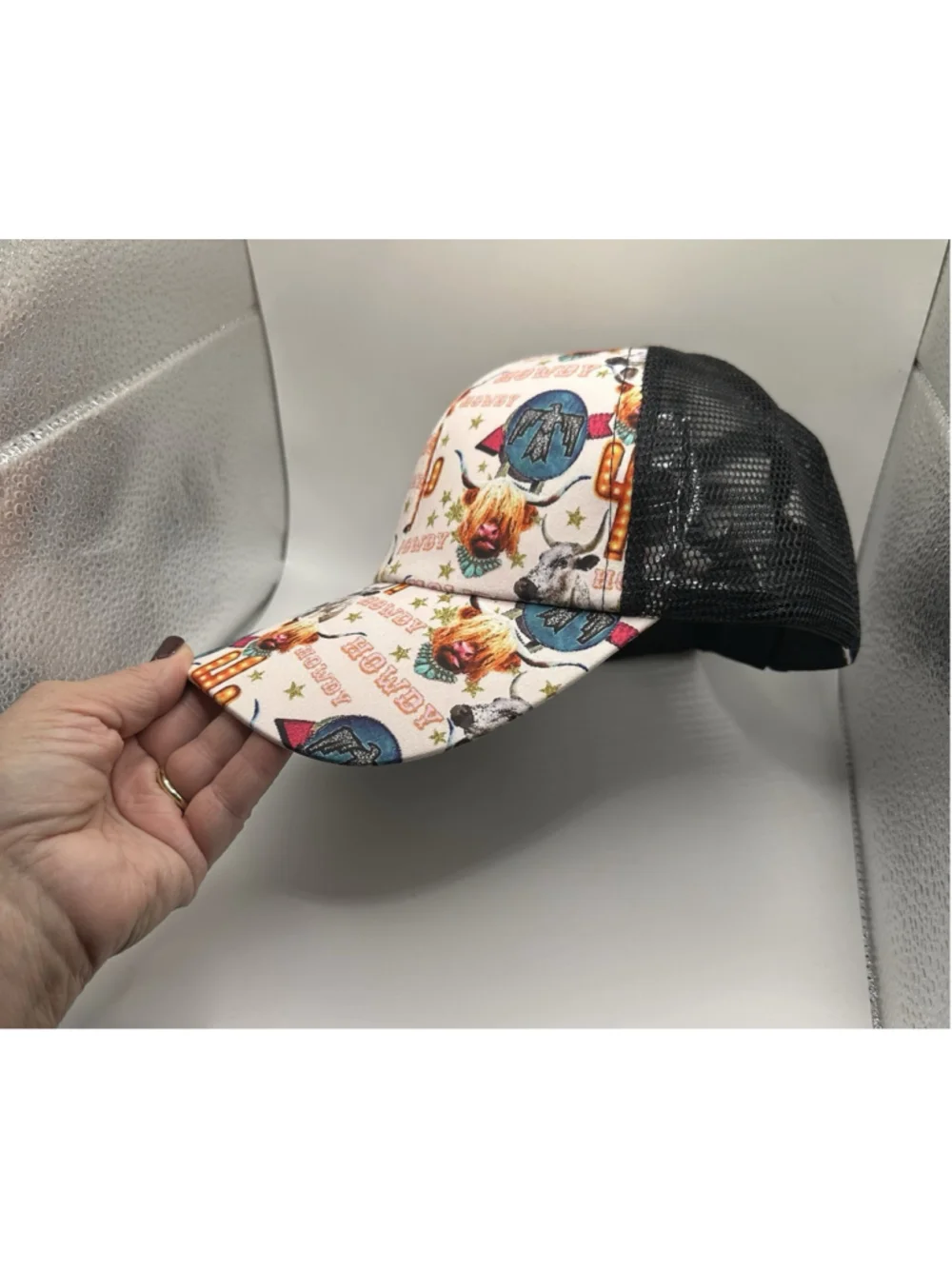 Scotland Highland Cows Cowgirl Hat Cap Womens Adjustable Multicolor Western NWOT